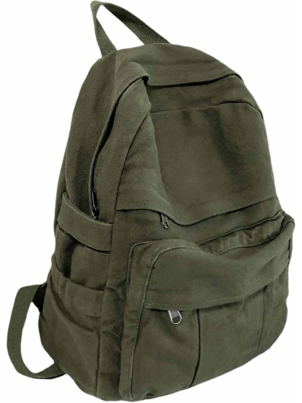 Vintage Military Green Canvas Backpack – Stylish & Durable for School & Travel